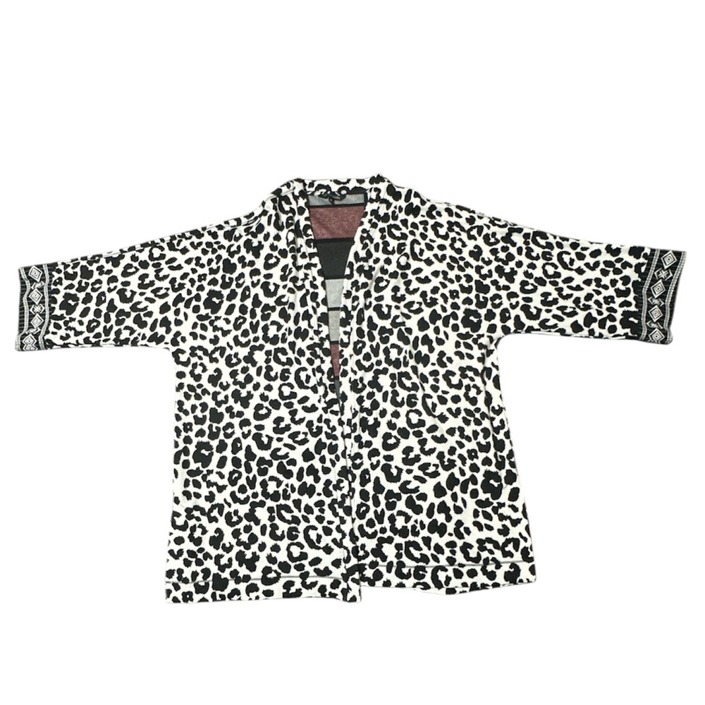 John Mark Women’s M Open Kimono Cardigan Animal Print Patchwork Embroidered Boho - Picture 3 of 12